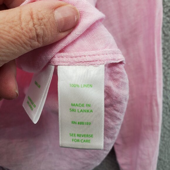 Lilly Pulitzer Linen Shirt Womens XXS Long Sleeve Button Up Pink Pockets - Picture 6 of 9